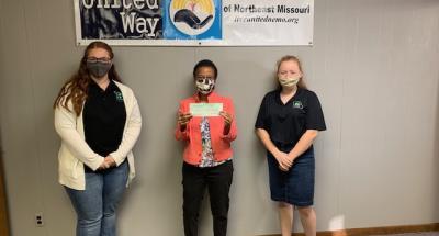 Grace Byrn 4H, Bertha Thomas VP United Way and Madeline McGinnis of 4 H